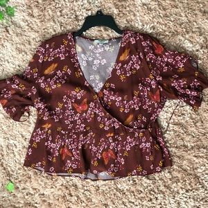 Madewell Maroon Wrap-Up Top